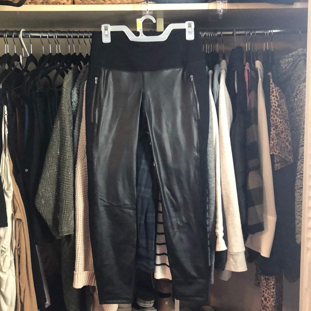 Athletic, faux leather leggings old navy